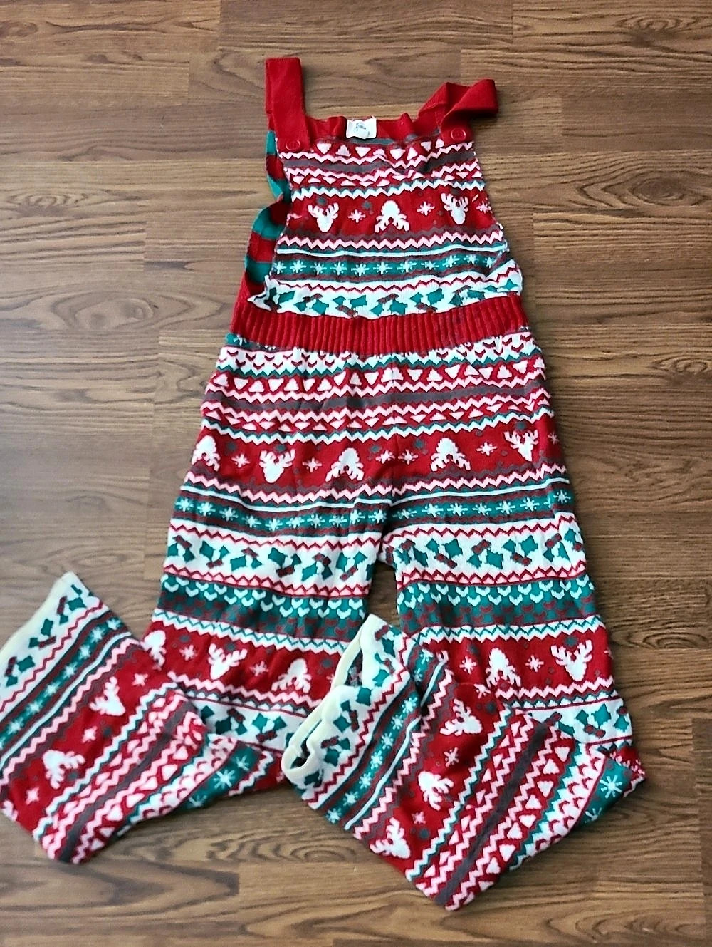 Tipsy Elves Red and White Fair Isle Knit Jumpsuit    Size s